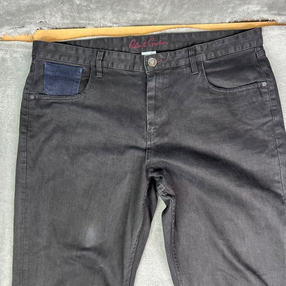 Robert Graham Classic‎ Yates Jeans Mens 38x36 Black Dark Denim Straight Casual - Picture 6 of 16